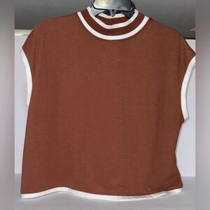 Calia Womens L Performance Rib Mock Crop Tank In Red Brown NWT